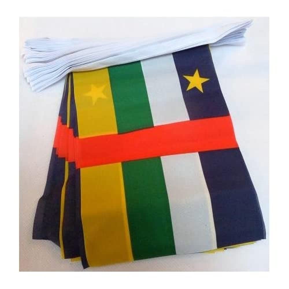 Guirlande drapeau Centrafrique 45x30 de 12m en polyester pour extérieur