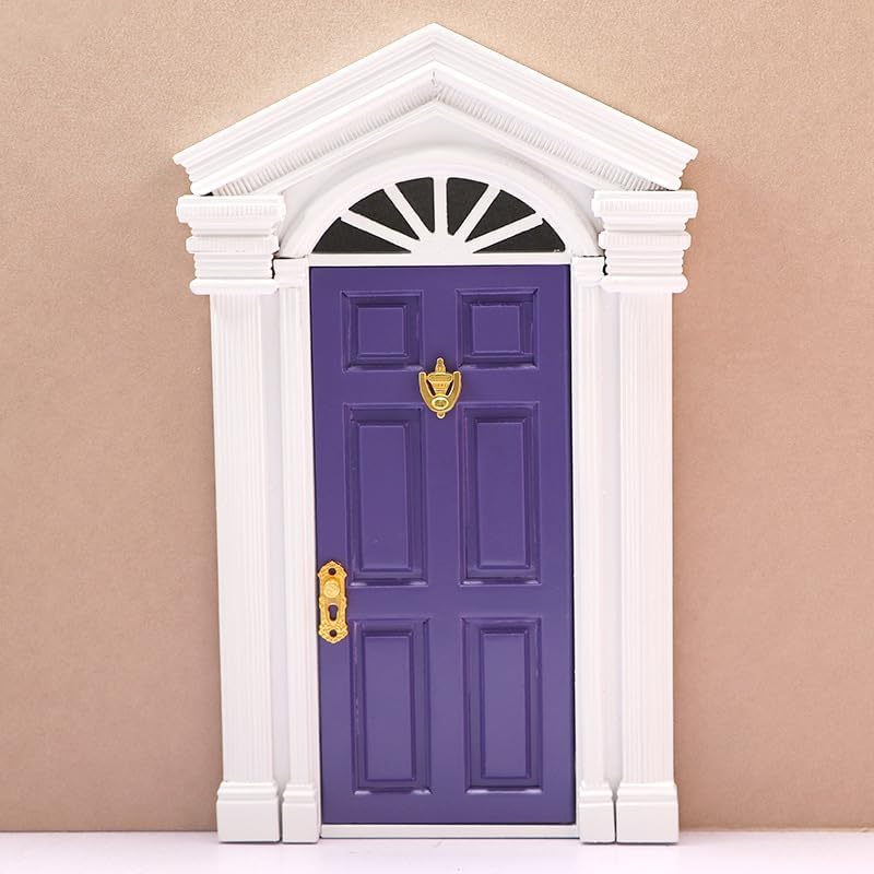 AirAds Dollhouse 1/12 Dollhouse Miniatures Federal Revival Front Door Wood Door Purple Door