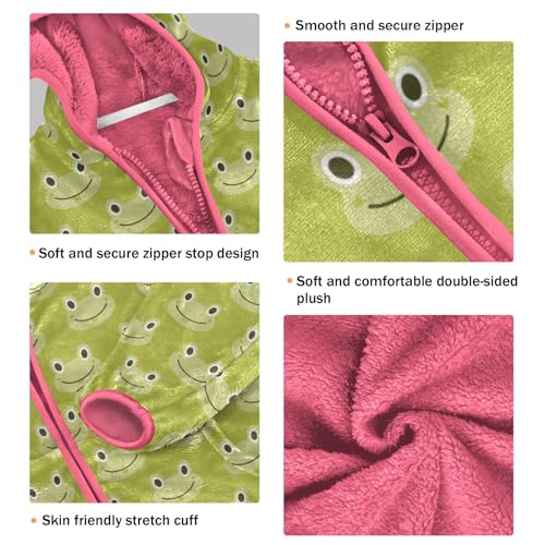 OTVEE Cute Frogs Animals Green Kids Hoodie Jacket Fall Spring Full Zip Warm Outwear Coat3