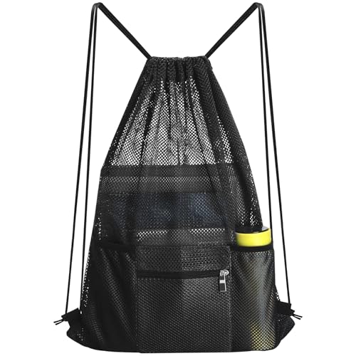 NATURAL STYLE Mesh Drawstring Backpack, Gym & Beach Bag