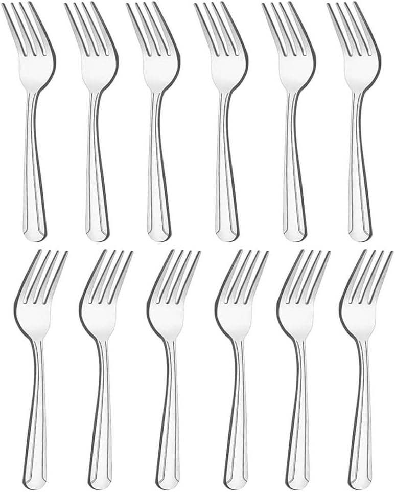 Stainless Steel Dinner Fork Set of 12 - Table Forks for Home, Kitchen, Restaurant - Silver, Mirror Polished, Dishwasher Safe (17cm)