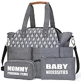 Lekebaby Baby Wickeltasche Bote groß mit Wickelunterlage für Reise mit 2 Organizer-Tasche Grau