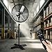 24'' Outdoor Pedestal Fan with Remote, 4 Speed Oscillating Pedestal Fan with All Sealed Brushless DC Motor, Cross Base Standing Fan, Heavy Duty Industrial Fan for Commercial, Yard, Warehouse, Factory