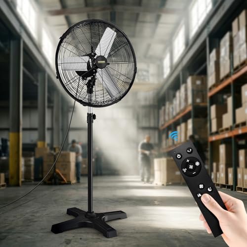 24'' Outdoor Pedestal Fan with Remote, 4 Speed Oscillating Pedestal Fan with All Sealed Brushless DC Motor, Cross Base Standing Fan, Heavy Duty Industrial Fan for Commercial, Yard, Warehouse, Factory by AVUXOR - Image 7