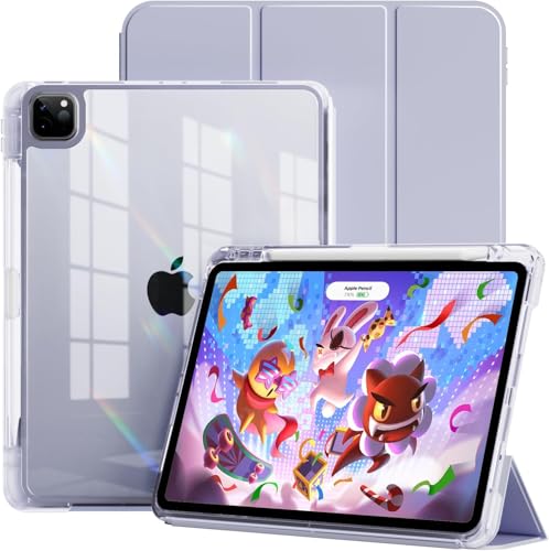 Image of JKSML Case for iPad Air 13 Inch M3 /M2 (2025 /2024) /iPad Pro 12.9 inch 6th /5th /4th Gen (2022 /2021 /2020) with Pencil Holder,2 in 1 Removable Clear Back | 2nd Gen Pencil Charging | Auto Sleep /Wake,Purple