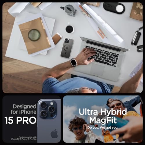 Image of Spigen for iPhone 15 Pro Case, Ultra Hybrid MagFit [Anti-Yellowing] [Compatible with Magsafe] - Carbon Fiber