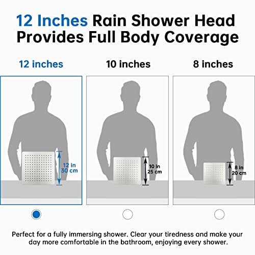 G-Promise All Metal 12 Inch Rainfall Shower Head With Handheld Spray Combo| 3 Settings Diverter|Adjustable Extension Arm With Lock Joints |71 Inches Stainless Steel Hose (Brushed Nickel) #TOP7
