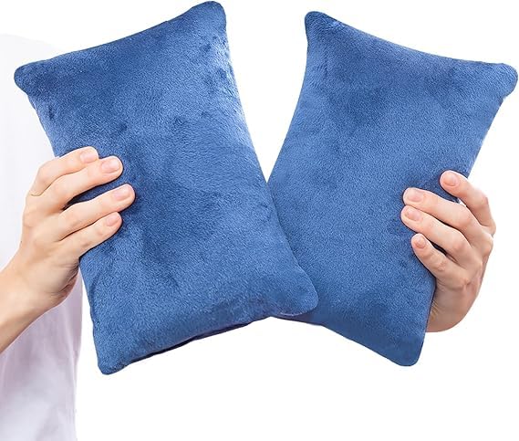 TaiBest 2 Pack Small Pillow, Memory Foam Mini Pillow 11 X 7 Inches for Travel, Sleeping, Nap and Neck, Knee, Lumbar Support, Tiny Pillow Cushion for Pet, Dogs (Blue)