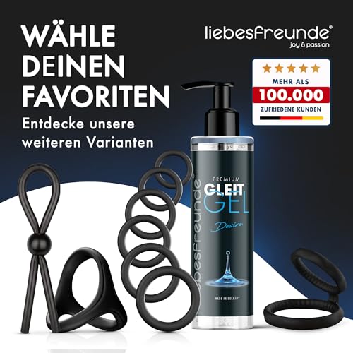 Liebesfreunde® Deluxe Penisring Set - 6 dehnbare Cockringe für härtere Erektionen, Penis- und Hodenringe für Männer - Perfekte Passform, Sex Spielzeug für Paare, transparent