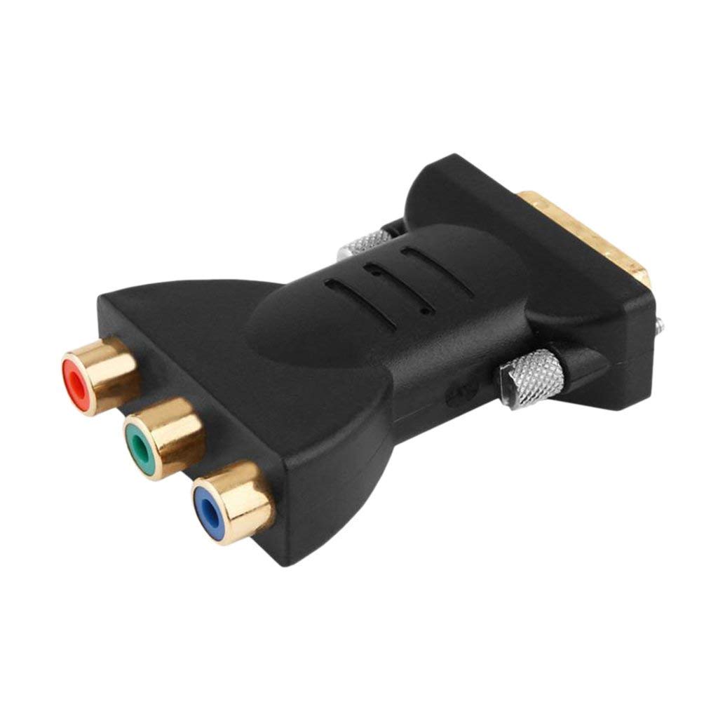 DKURVE DVI-I 24/5 Male to 3 RCA Female Connector Adapter, Black