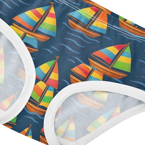 Joisal Colorful Toddler Underwear Floral 2t Cotton Panties for Girl Cute Sailboats Dark Blue Briefs Girls Undies4