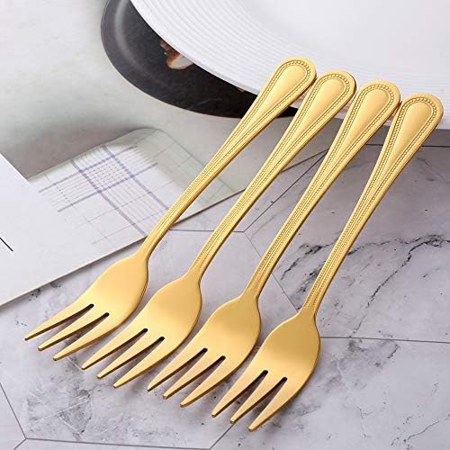 Buyer Star Tea Forks 12-Piece Gold Stainless Steel Gold Cake Fork Set for Dessert Salad Cake Pastry Appetizer Fruit