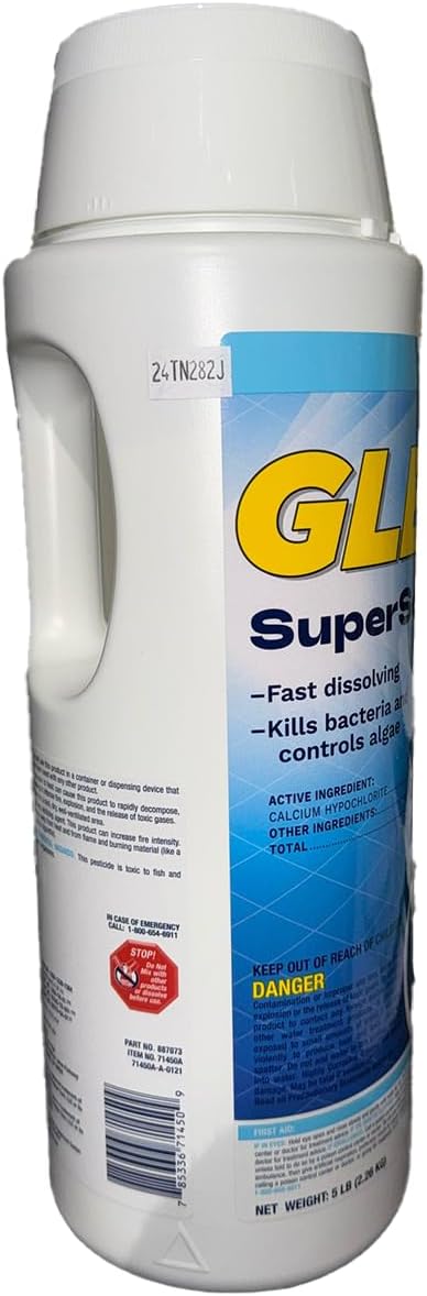GLB Supersonic Pool Care Granules, 5 lb – Powerful Cleaning and Water Clarity Solution for Swimming Pools with My Garden Pool Scum Sponge, Scum Socks and 7-in-1 Pool & Spa Test Strips (20 ct.)