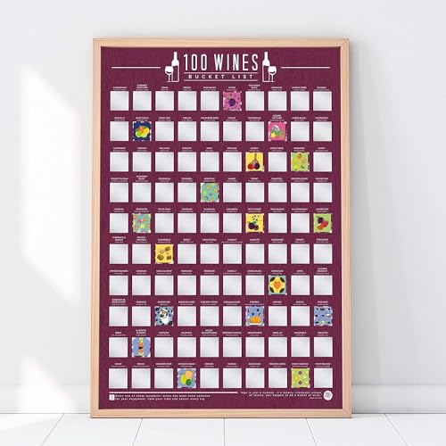 Image of 100 Wines Scratch Off Bucket List Poster metal tin sign 6x8 inches