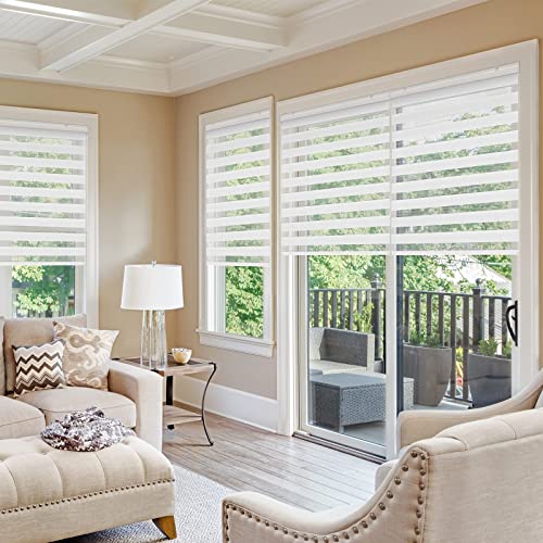 Bliwans Zebra Blinds,34" W X 64" H,White-Cordless Zebra Blinds,36" W X 72" H,Grey #TOP7
