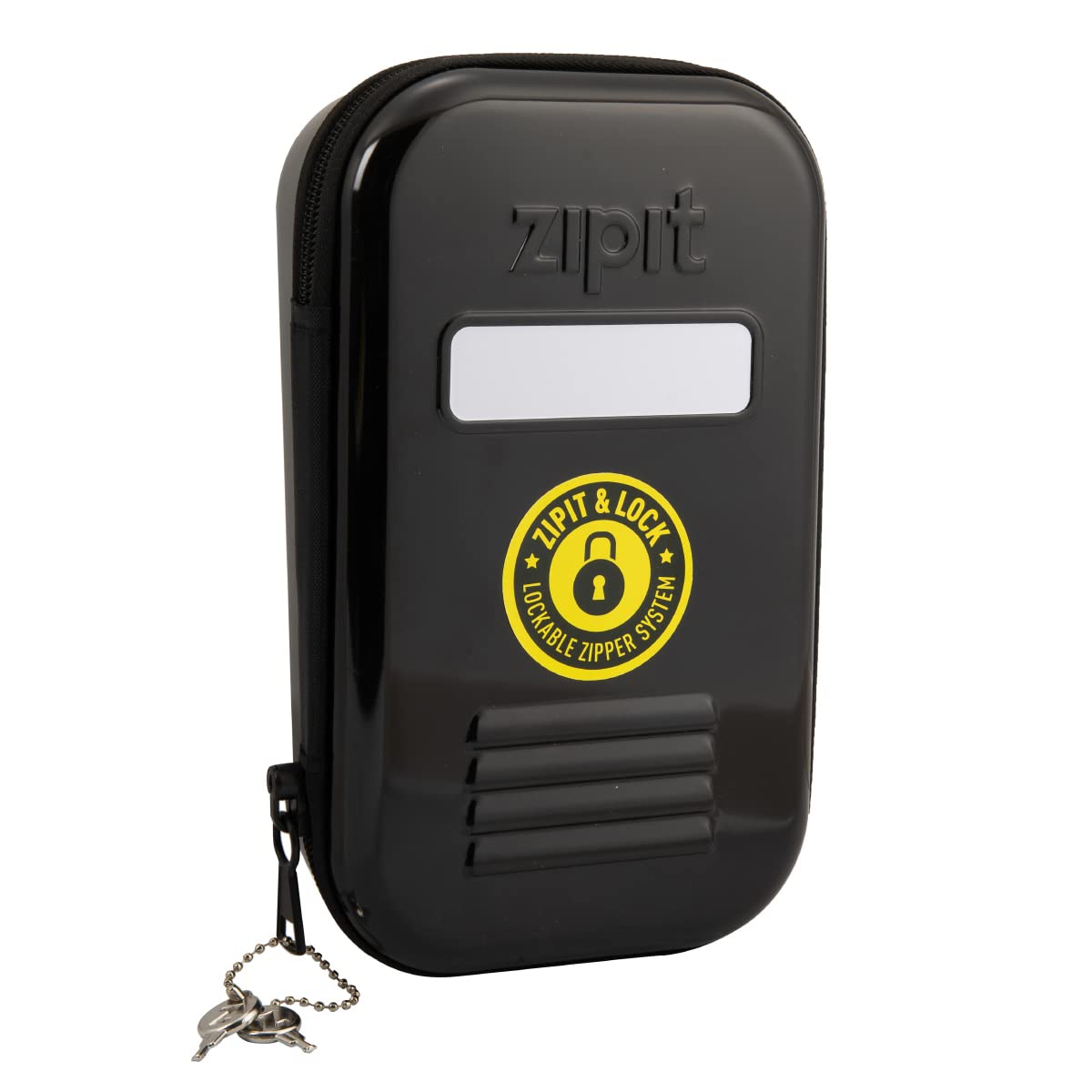ZIPIT Lock Pencil Case for Kids | Lockable Tin Box for School and Office | Black Pencil Box | Large Capacity Pencil Pouch (Black)