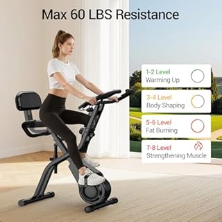 UMAY velo d appartement pliable, 5-en-1 velo appartement pliable, équipé d'une résistance silencieuse à 16 niveaux. vélos d'appartement avec surveillance de la fréquence cardiaque et écran LED