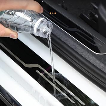 4Pcs Stainless Steel Car Door Sill Protector Strips Kick Plates for MG HS (AS23), Threshold Protective Film Threshold Edge Entry Guard Stickers,A/Black Titanium Brushed