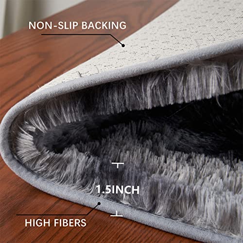 Yqqrigro 5X7 Feet Rugs For Bedroom, Tie-Dyed Dark Grey Super Soft Shaggy Rugs Fluffy Carpets, Indoor Modern Plush Area Rugs For Living Room Dorm Kids Room, Fuzzy Non-Slip Rugs For Kids Boys Girls #TOP3