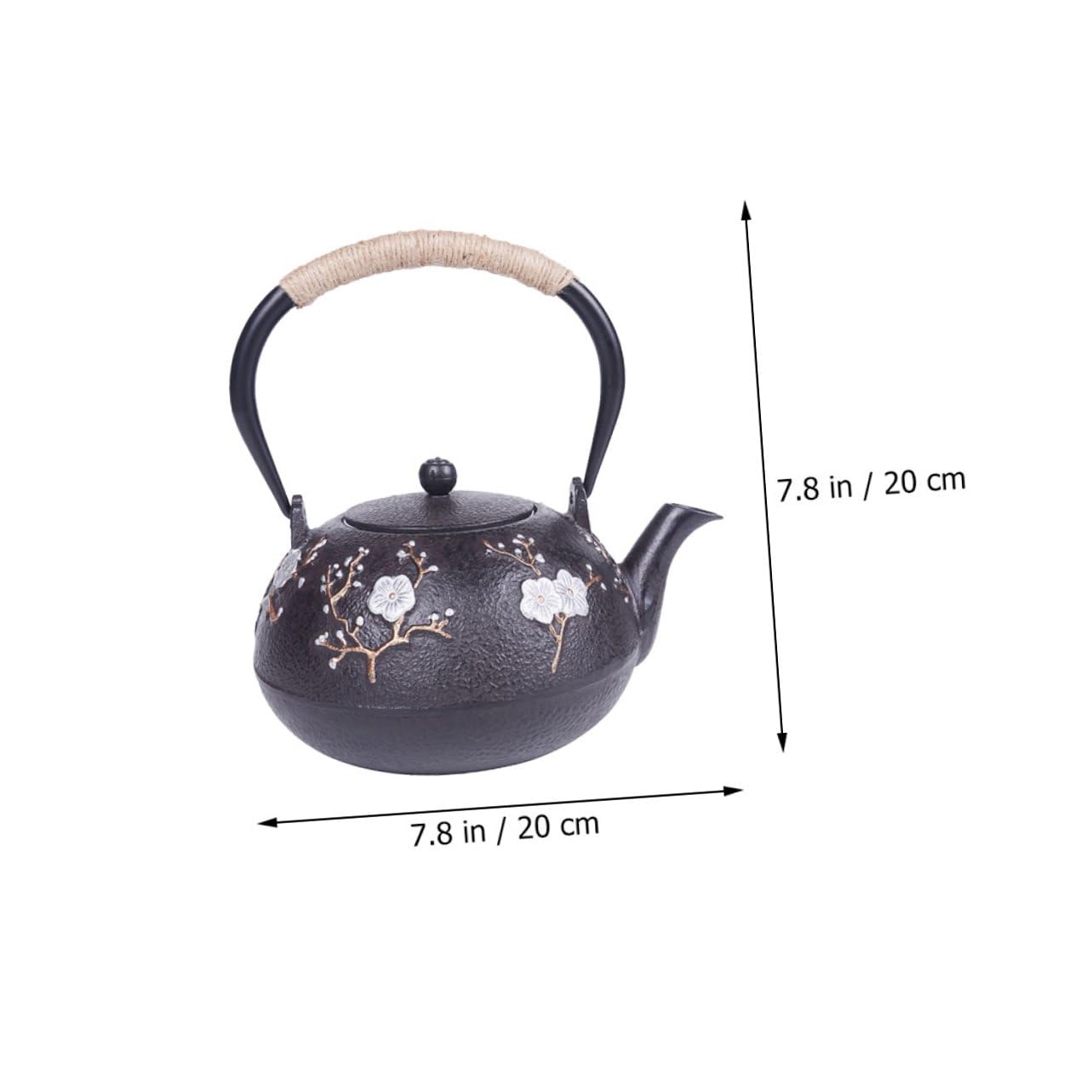 Homoyoyo Tetera Vintage de Hierro Fundido Infusor y Asa Cómoda para Hogar, Tetera Japonesa Negra Adecuado para Preparar Infusiones y Té en Casa