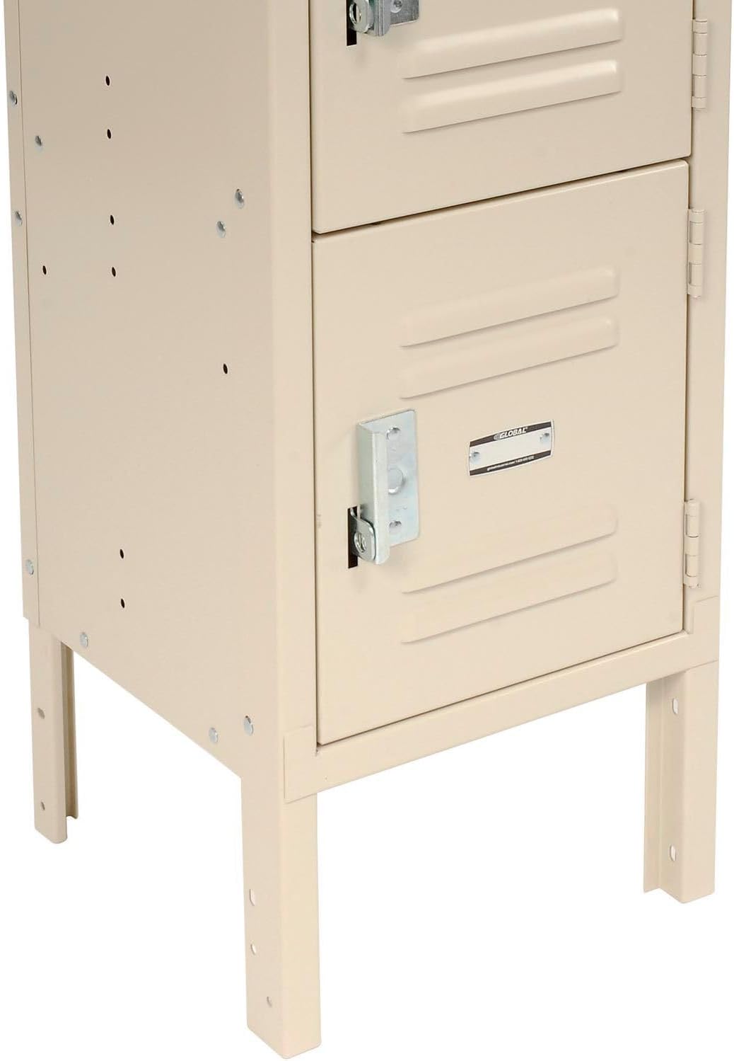 Global Industrial Capital 6-Tier 6 Door Box Locker with Padlockable Finger Pull Friction Hasp, Steel, 12" W x 12" D x 78" H, Tan Powder Coat, Assembly Required