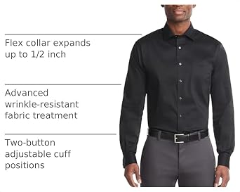 Van Heusen Men's Van Heusen Men's Dress Shirt Regular Fit Ultra Wrinkle Free Flex Collar Stretch Solid
