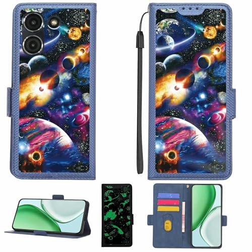 Aroepurt Case Compatible for DIALN Juno Phone Case Flip Cover [with Tempered Glass Screen Protector][RFID Blocking][Luminous Effect] LPT-XQ