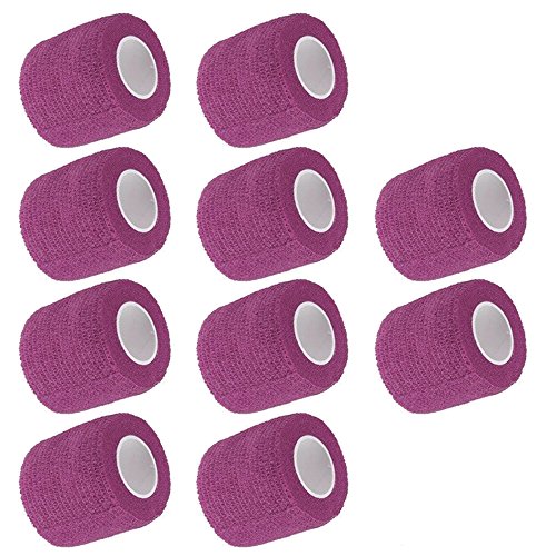 Mintice 10 X Vendaje Autoadhesivo Vendajes Cohesivos Fuerte Elástico Cinta de Primeros Auxilios Color de Púrpura para Muñeca Tobillo Deporte Los 4.5mx5cm