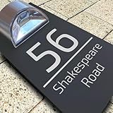 Housics Personalised House Numbers Plaques with Solar Light – Waterproof Composite Aluminium Door Number Plaques for Wall, Custom House Sign with House Number & Street Name (160mm X 280mm, Grey) - Image 5