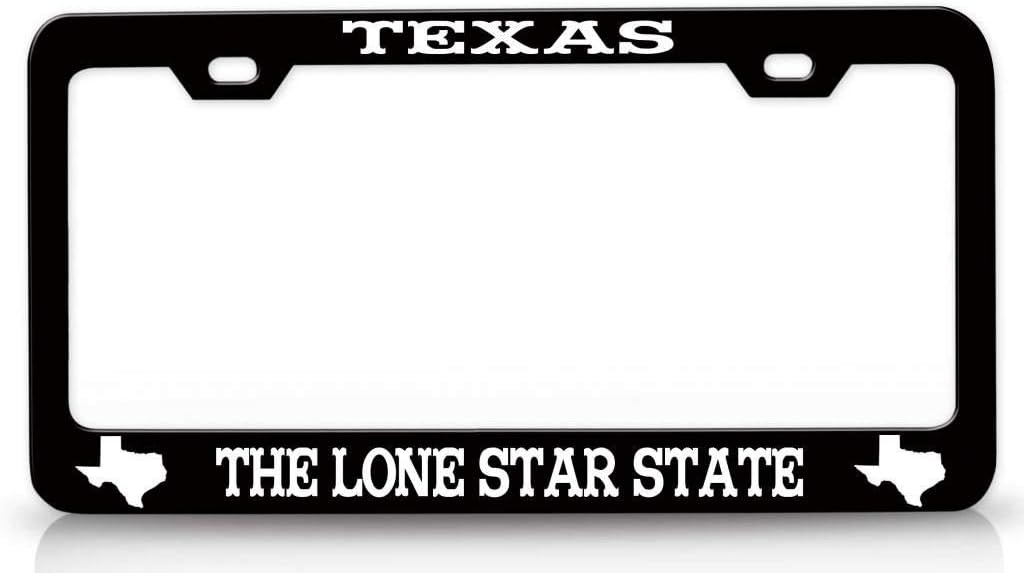 Texas The Lone Star State Texas Map Metal Car SUV Truck License Plate Frame Bl b26