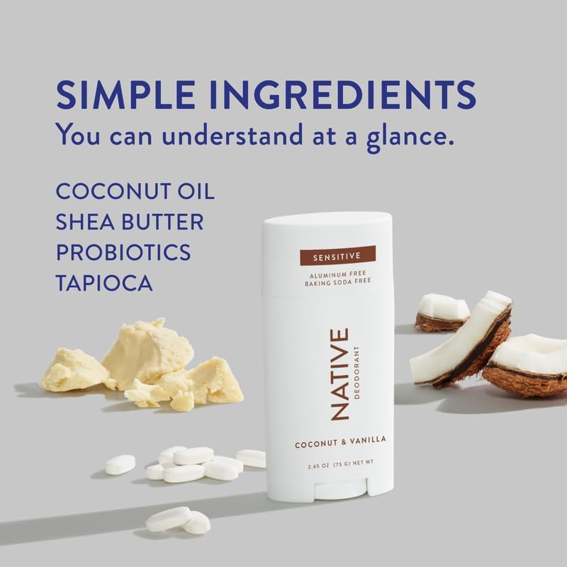 Miniatura 3 de Native Desodorante sensible  Desodorante natural para mujeres y hombres sin aluminio sin bicarbonato de sodio sin ftalatos sin talco aceite de coco