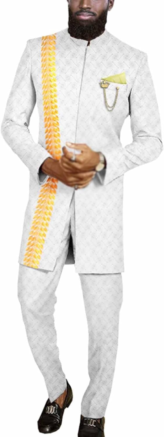 Ourmoon African Suits for Men Shirts and Pants 2 Piece Set Fashion Formal Suit Dashiki Traditional Clothing Tracksuit