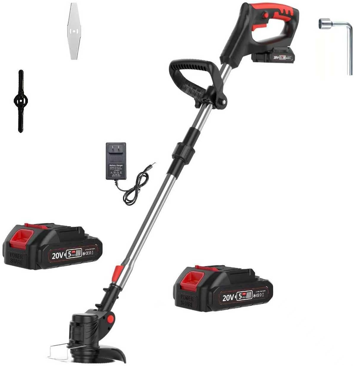 3-in-1 Cordless Lawnmower, High-Power Lawn Mower, Electric Trimmer, Edging Machine (Black)