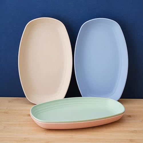 Wwyybfk 4 Pack 11Inch Wheat Straw Dinner Plates Dinnerware Lunch Plates Reusable Lightweight Microwave Safe Degradable Unbreakable Easy Clean #TOP2