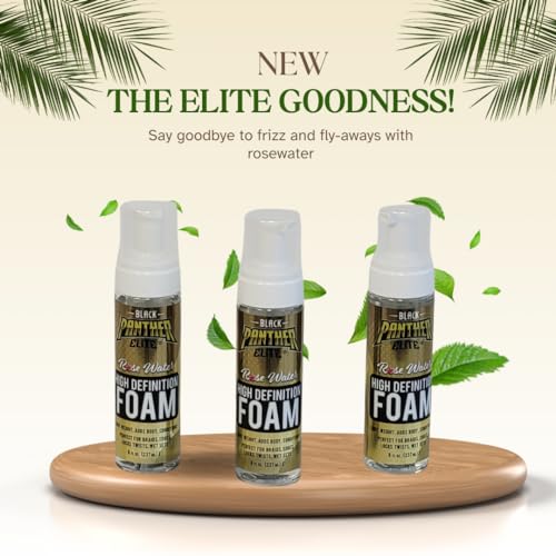 Black Panther Elite Mousse de cachos espumante de alta definição com água de rosas, cria envoltórios