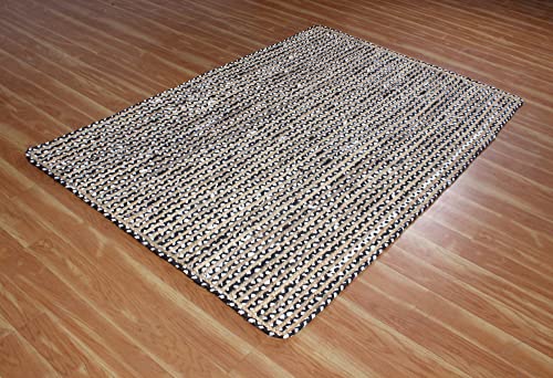 Tapis de sol en jute résistant et multifonction beige noir - 5