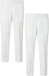 KIT 2 Peças - Calça Social Masculina Slim Branca Calça de Terno Tecido Panamá Calça Formal Alfaiataria Homens