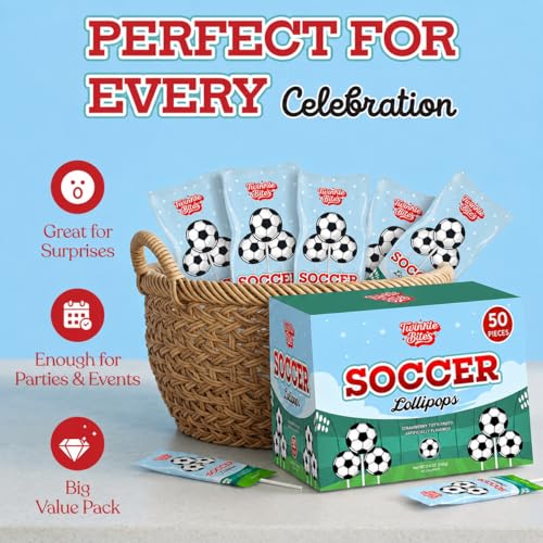 100 Pack Soccer Lollipops – Individually Wrapped Suckers – Strawberry, Tutti Frutti Delicious Flavors – Bulk Suckers Great Use For Fifa World Cup, Party Favors , Sports Snacks Goodie Bags , Soccer Team Treats - image 5