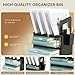 CiWiVOKi Desk Organizer with 4 File Holder Slots, 2 Clear Drawers & Dual Pen Holders, Multi-Functional Office Supplies Desktop Storage for Home Office, Space-Saving Mail Sorter & Caddy, Black