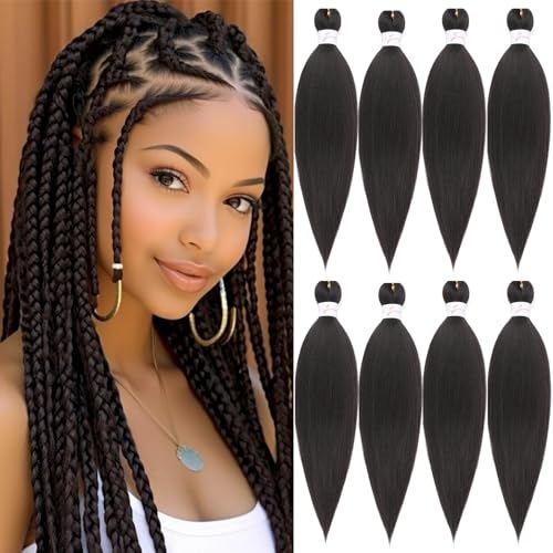 Zoewan Dark Brown Pre-Stretched Braiding Hair Synthetic 18 Inch 8 Packs 4#