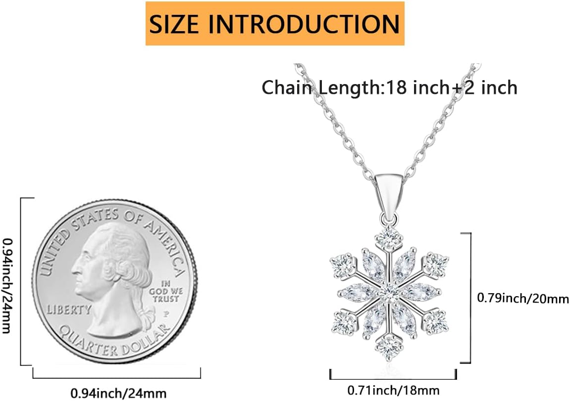 ORANGE FOREST Snowflake Necklace Christmas Tree Necklace Snowflake Bracelet for Women 925 Sterling Silver Winter Snowflake Jewelry Birthday Christmas Jewelry Gifts for Women - Image 3