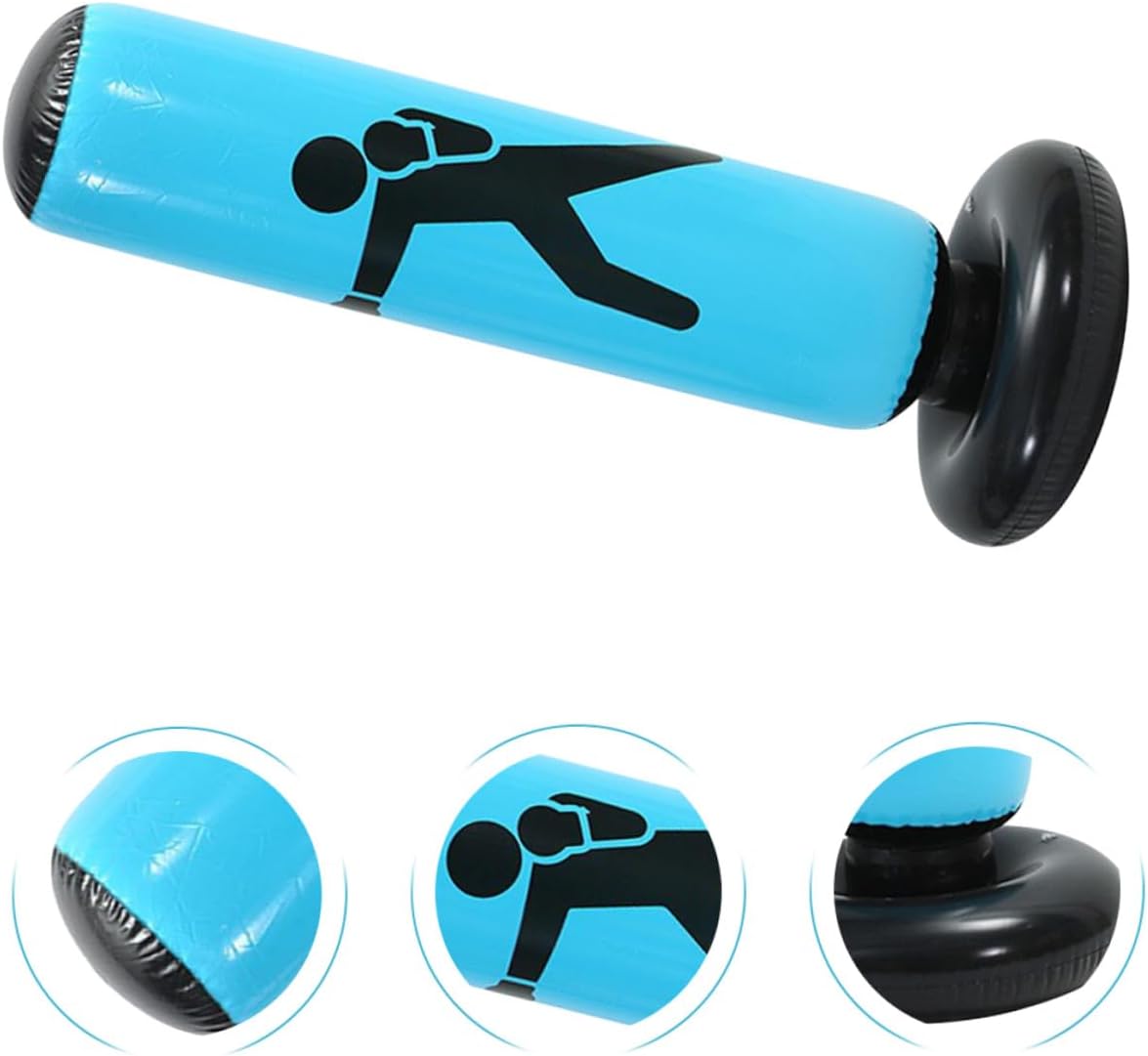 Inflatable Standing Boxing Bag for Adults and Thickened Fitness Punching Tumbler Bag Blue for Stress Relief and Martial Arts Practice