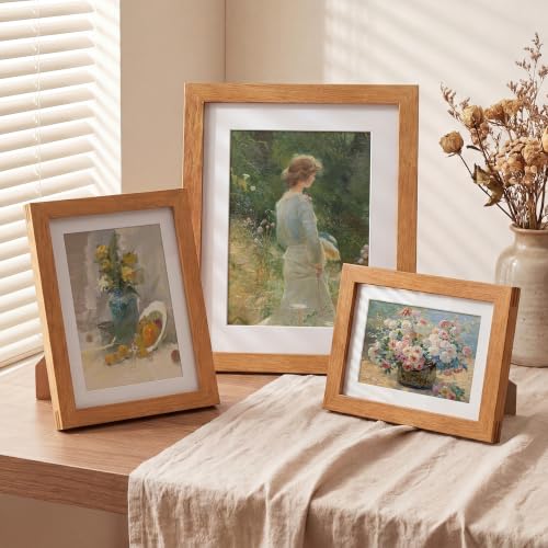 Cadre photo en teck massif 40,6 x 40,6 cm avec passe-partout 30x30 - 3