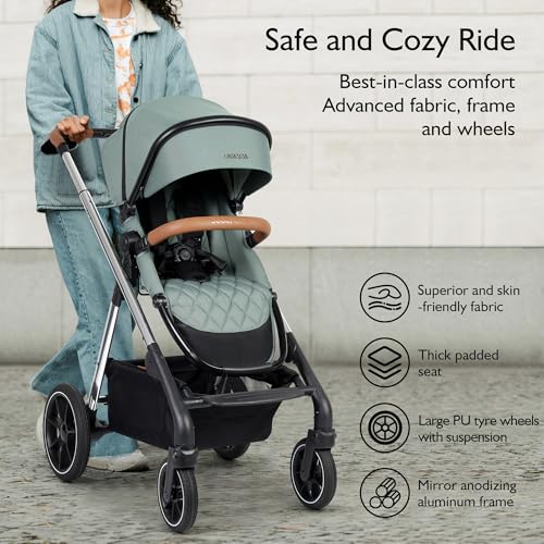Image of RX Luxury 3-in-1 Baby Stroller Toddler Stroller with Basket & Organizer