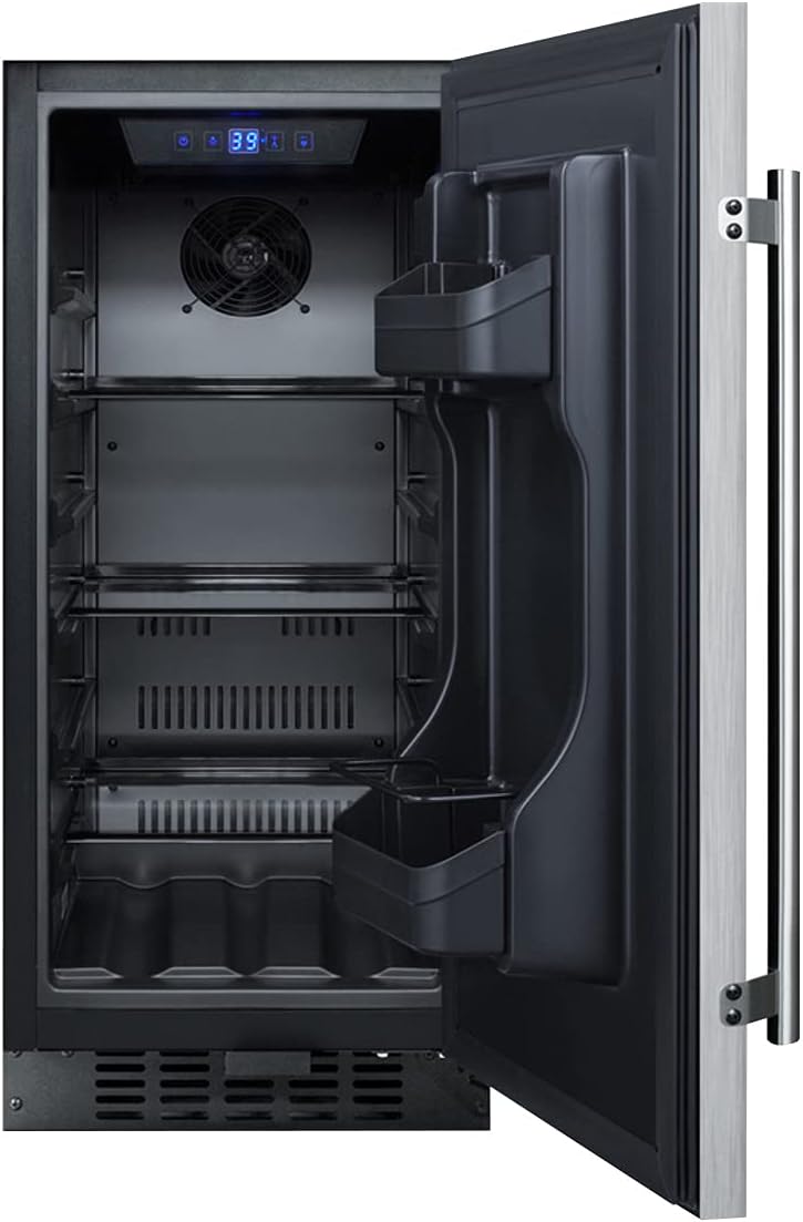 Summit 15” Refrigerator, Built-in Capable, Outdoor Refrigerator, 3.0 cu.ft.Capacity, Stainless Steel- SPR316OSCSS