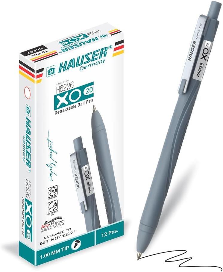 HAUSER XO 20 Black Ballpoint Pens 12 Pc, 1.00 MM Bold Pens, Back To School Supplies, Office Essentials