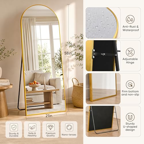 Image of 58 inchx21 inch Full Length Mirror, Over The Door Mirror,Gold