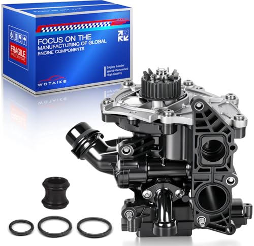 WOTAIKE 06L121111H Aluminum Water Pump Compatible with VW GOLF Passat Tiguan SportWagen 1.8T 2.0T A3/A4/A5/A6/A7/Q3/Q5 06L121111J 06L121600F Thermostat Housing Assembly,OE#06L121012A
