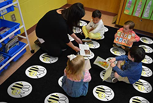 Flagship Carpets Schoolgirl Bee Criss Cross Spots Classroom Rug, 7'6"x12'
