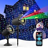 Fimilo Firefly Laser Light Projector, RGB Christmas Laser Landscape Lights Outdoor, Waterproof Firefly Light Projector with Remote,12 Moving Effect, Timer, 2 Installation for Wedding Party Holiday